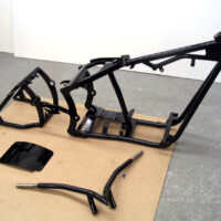 black bike frame with handlbars