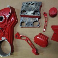 Red powder coated parts