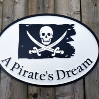 Carved Jolly Roger Sign